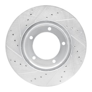 Lexus LX470 Brake Rotor (1) - Front Right - R1 Concepts - Drilled & Slotted - Silver - `98-`07